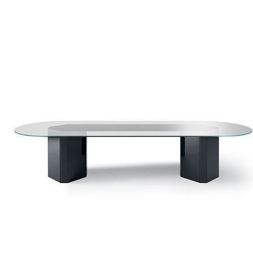 Tavolo moderno - AKIM - Gallotti&Radice - in vetro / con supporto in legno / con supporto in vetro temperato