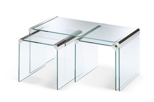 Tavolino estraibile contemporaneo - T35R - Gallotti&Radice - in vetro / in vetro temprato / in acciaio inossidabile
