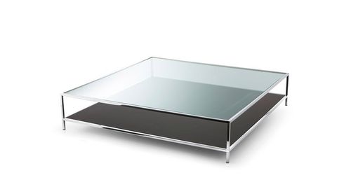 Tavolino basso contemporaneo - FARADAY - Gallotti&Radice - in vetro / in acciaio inossidabile / rettangolare