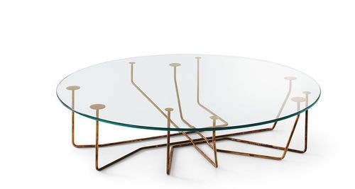 Tavolino basso design originale - CONNECTION - Gallotti&Radice - in vetro / in vetro temprato / in ottone