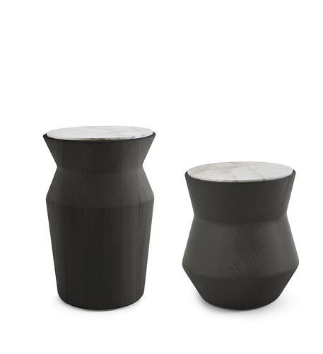 Tavolo d'appoggio contemporaneo - DAMA - Gallotti&Radice - in marmo / in legno laccato / rotondo