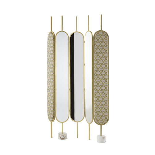 Paravento design originale - CHLOE - Gallotti&Radice - in legno / in tessuto / con specchio