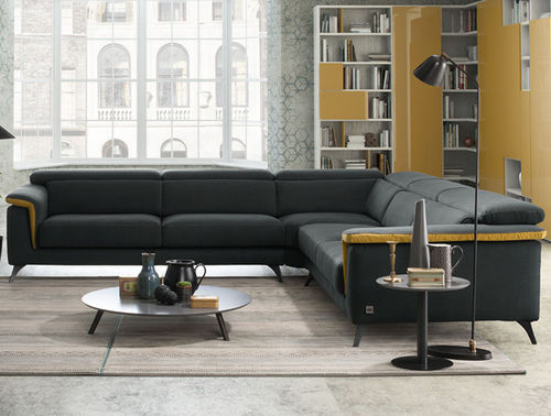 Divano d'angolo - PLATEALE - Febal Casa - contemporaneo / in pelle / marrone