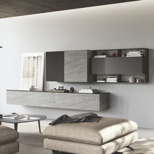 Parete attrezzata per soggiorno contemporanea - DICIOTTO / 07 - Febal Casa - in melaminico / per TV / con cassetti