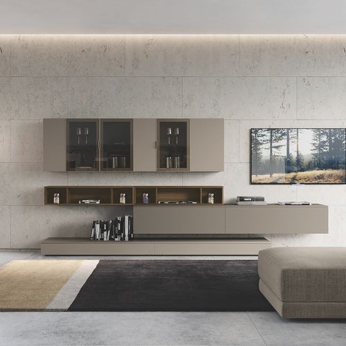 Parete attrezzata per soggiorno contemporanea - DICIOTTO / 08 - Febal Casa - in vetro / in melaminico / per TV
