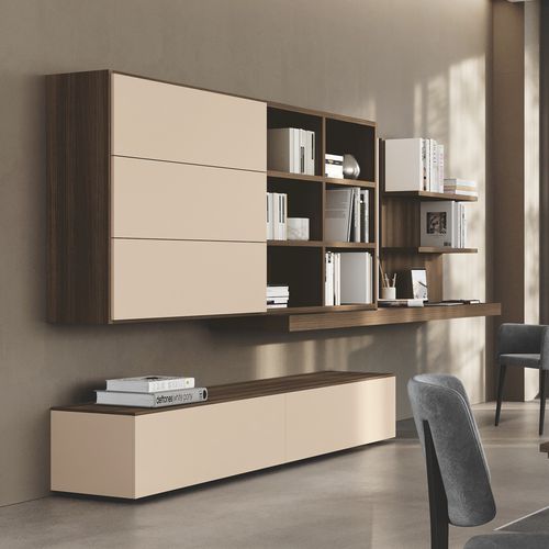 Parete attrezzata per soggiorno contemporanea - DICIOTTO 10 - Febal Casa - in melaminico / con cassetti / per TV