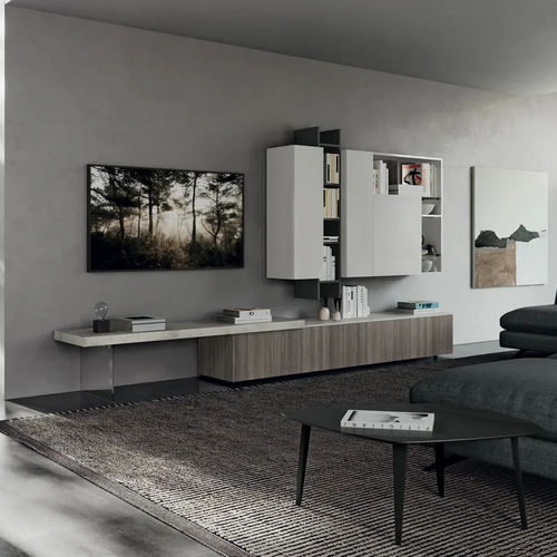 Parete attrezzata per soggiorno contemporanea - DICIOTTO / 06 - Febal Casa - in vetro / in melaminico / per TV