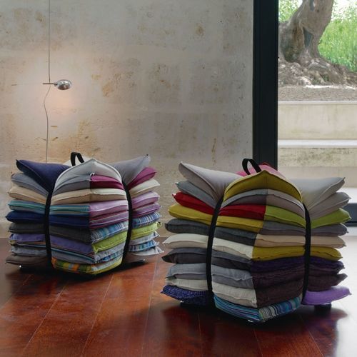 Pouf contemporaneo - U' STROZZ - caliaitalia - in tessuto / in pelle / quadrato