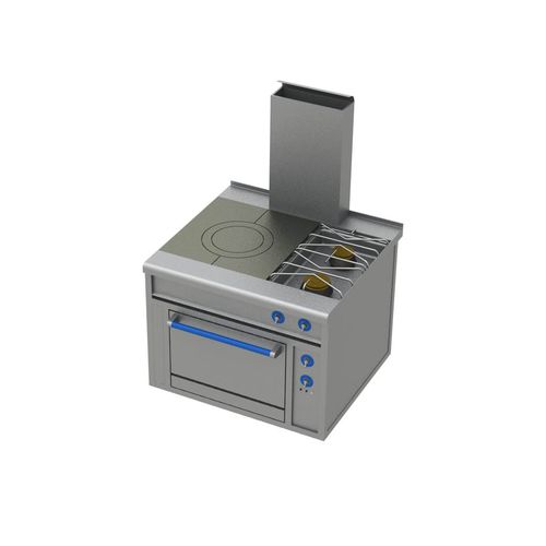 Blocco cottura a gas - 121 G EURO 800X600 BR - M - ROSINOX - professionale / 2 fuochi / 1 forno
