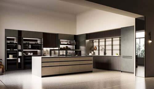 Cucina contemporanea - Aspen + D23 - DOIMO CUCINE - in olmo / in vetro / in acciaio inossidabile
