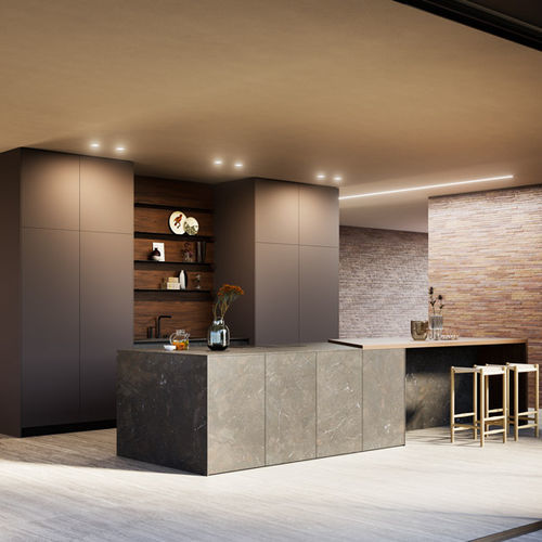 Cucina contemporanea - Aspen + D23 - DOIMO CUCINE - in vetro / in Fenix NTM / con isola