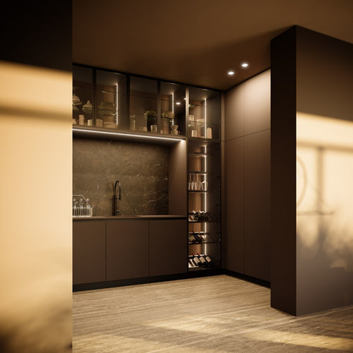 Vetrina contemporanea - Aspen + D23 - DOIMO CUCINE - da parete / in vetro / illuminata