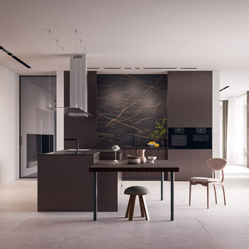 Cucina contemporanea - DOIMO CUCINE - impiallacciata in legno / in rovere / in vetro