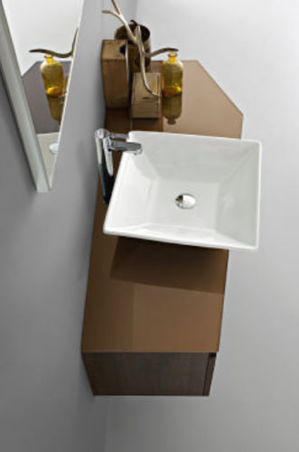 Mobile lavabo sospeso - JOY: 02 - Cerasa - in legno / in cristallo / contemporaneo