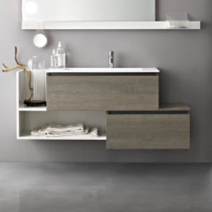 Mobile lavabo a muro - JOY: 04 - Cerasa - in rovere / in marmo / contemporaneo