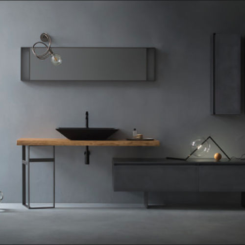 Piano lavabo in legno massiccio - EDEN: 03 - Cerasa - in metallo