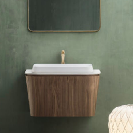 Lavabo sospeso - SUEDE: 03 - Cerasa - in legno / con scaffale integrato / con cassetti integrati