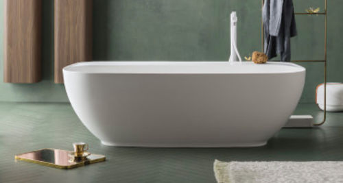 Vasca da bagno ovale - SUEDE: 04 - Cerasa - ad isola / in composito / bianca