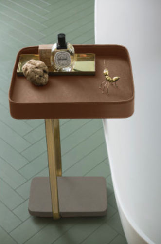 Tavolo d'appoggio contemporaneo - SUEDE: 05 - Cerasa - in metallo laccato / in bronzo / in pelle
