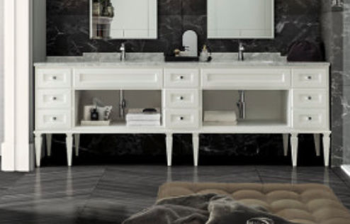Mobile lavabo da appoggio - YORK: 01 - Cerasa - in marmo / classico / con cassetti