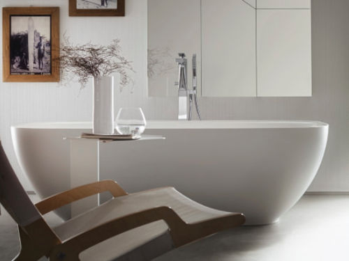 Vasca da bagno ovale - SOFT - Cerasa - ad isola / in Solid Surface / bianca
