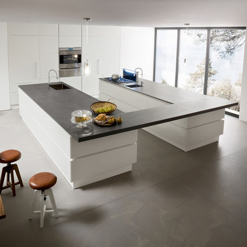 Cucina contemporanea - NEW NICE 2.0 - Record Cucine - in vetro / in acciaio inossidabile / con isola