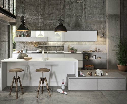 Cucina contemporanea - URBAN 2.0 - Record Cucine - in legno laccato / con isola / senza maniglie