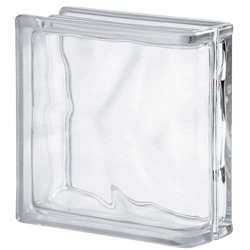Mattone di vetro curvo - CLEAR 1919/8 LINEAR END WAVE - SEVES GLASSBLOCK - liscio / sabbiato / a muro