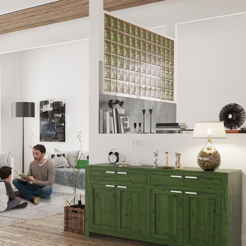 Mattone di vetro quadrato - MG/S VEGAN GREEN - SEVES GLASSBLOCK - per stanza da bagno / per muro interno / colorato