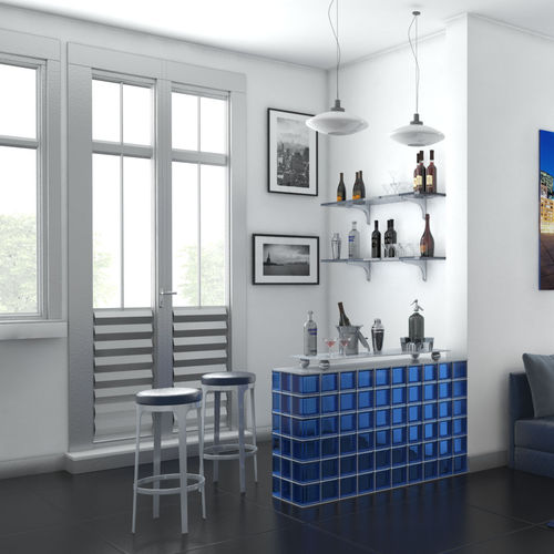 Mattone di vetro quadrato - MG/S BLUE - SEVES GLASSBLOCK - per stanza da bagno / per muro interno / colorato