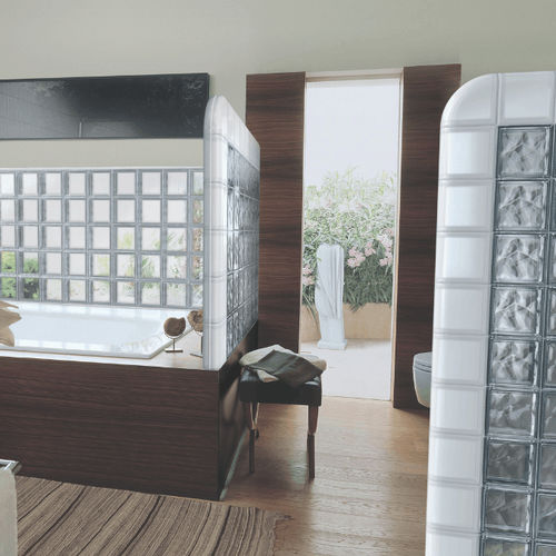 Mattone di vetro curvo - CLEAR TERMINAL WAVY - SEVES GLASSBLOCK - satinato / sabbiato / liscio