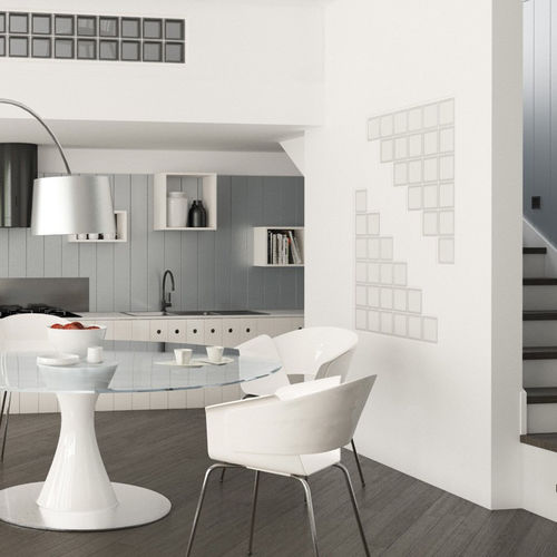 Mattone di vetro quadrato - MG/S WHITE 100% - SEVES GLASSBLOCK - metallizzato / per stanza da bagno / per muro interno