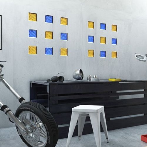 Mattone di vetro quadrato - MG/S DAREDEVIL BLUE - SEVES GLASSBLOCK - per stanza da bagno / per muro interno / colorato