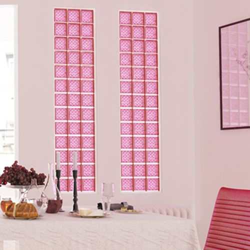 Mattone di vetro quadrato - MG/S ROMANTIC PINK - SEVES GLASSBLOCK - per stanza da bagno / per muro interno / colorato