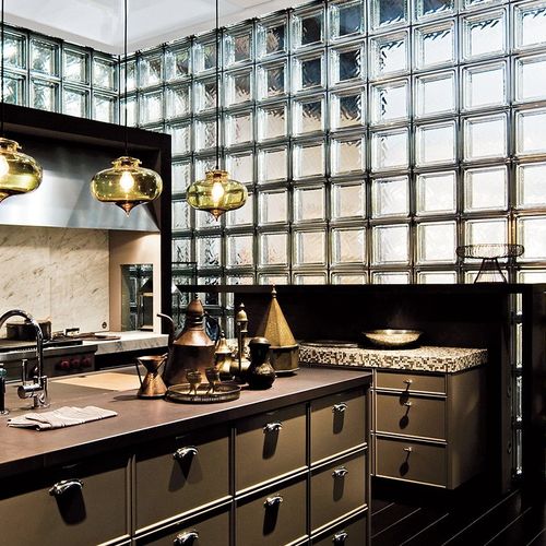 Mattone di vetro rettangolare - CLEAR R09 WAVY - SEVES GLASSBLOCK - liscio / ondulato / metallizzato