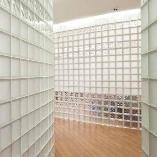 Mattone di vetro quadrato - CLEAR 1919/8 FROZEN 2 FACES D + W - SEVES GLASSBLOCK - sabbiato / a rilievo / per stanza da bagno
