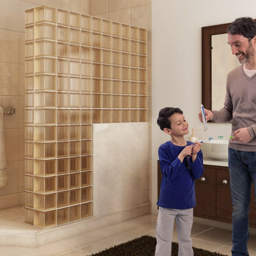 Mattone di vetro quadrato - MG/SMINI ARCTIC LINEAR END - SEVES GLASSBLOCK - per muro interno