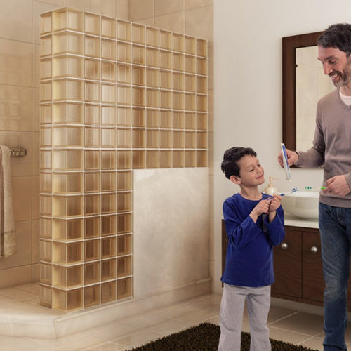 Mattone di vetro quadrato - MG/SMINI VANILLA LINEAR END - SEVES GLASSBLOCK - per muro interno