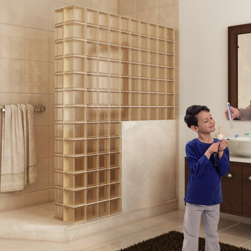 Mattone di vetro quadrato - MG/SMINI CHERRY LINEAR END - SEVES GLASSBLOCK - per muro interno