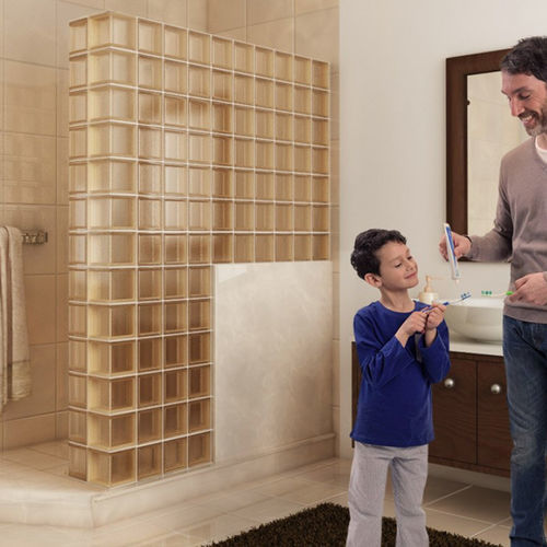 Mattone di vetro quadrato - MG/SMINI LICORICE LINEAR END - SEVES GLASSBLOCK - per muro interno