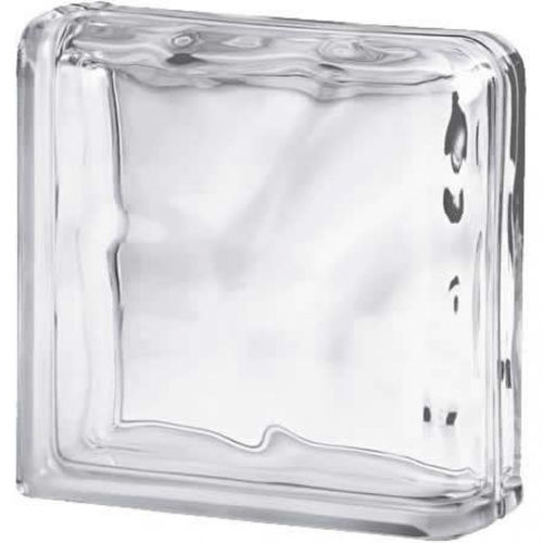 Mattone di vetro curvo - CLEAR 1919/8 DOUBLE END WAVE - SEVES GLASSBLOCK - sabbiato / a muro / colorato