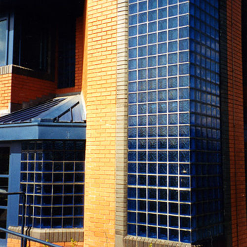 Mattone di vetro d'angolo - CLEAR 1919/8 CORNER 90° WAVE - SEVES GLASSBLOCK - sabbiato / per facciata / a muro