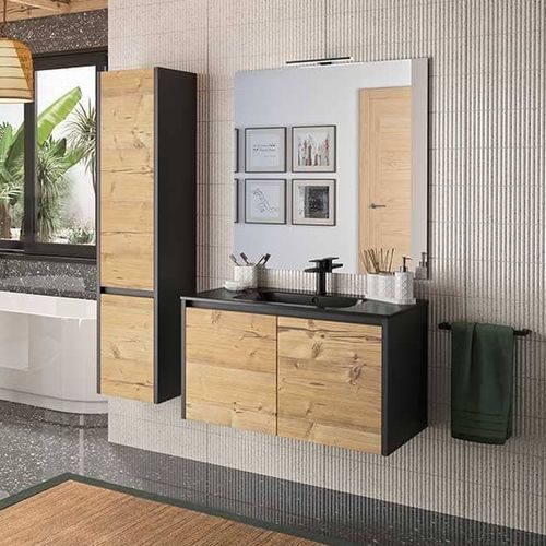 Mobile lavabo sospeso - SAGNE - da appoggio / in legno / contemporaneo