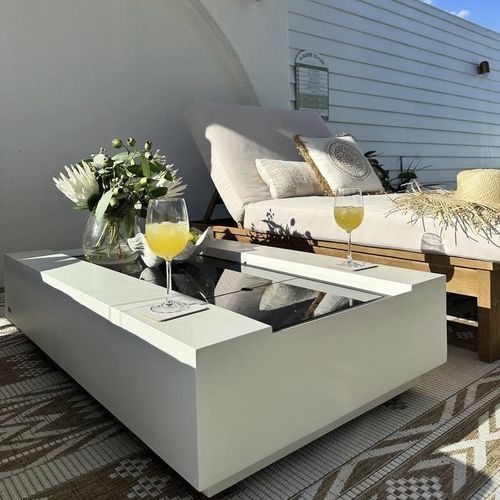 Braciere da giardino a gas - COSMO 50 - EcoSmart Fire - a bioetanolo / in calcestruzzo / in acciaio inossidabile