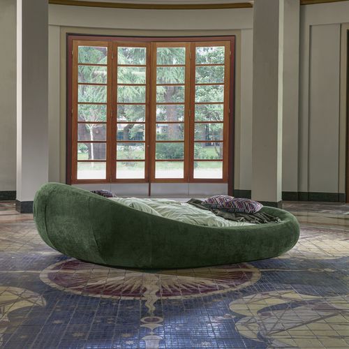 Letto matrimoniale - PEBBLE - DORELAN - design originale / imbottito / in tessuto