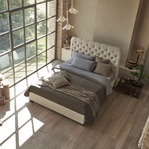 Testiera per letto matrimoniale - CROWN - DORELAN - chesterfield / in tessuto / marrone