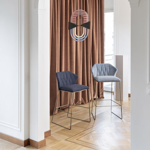 Sedia alta contemporanea - NEW YORK - saba - da interno / in tessuto / con supporto in metallo verniciato