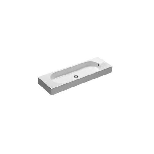 Lavabo sospeso - Y0W501 - HATRIA srl - in ceramica / con portasalviette integrato / rettangolare