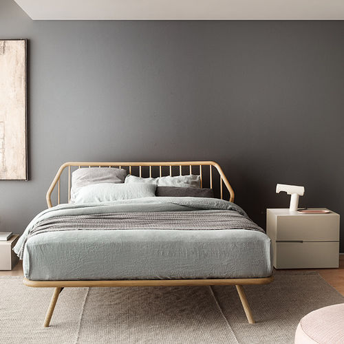 Letto matrimoniale - TRAMA - PIANCA - contemporaneo / con testiera / in legno