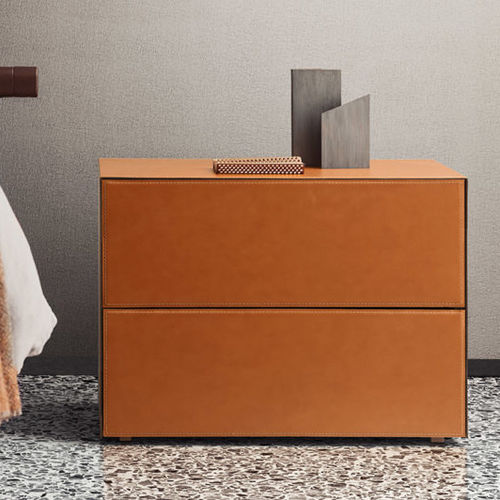 Comodino contemporaneo - NORMA   - PIANCA - in legno laccato / in pelle / rettangolare
